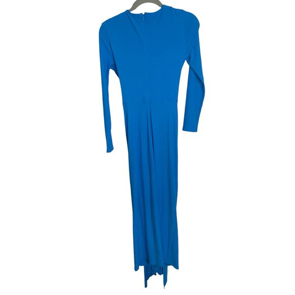Solace London Lorena Midi Dress Ruched Knotted Draped Long Sleeve Azure Size 2 - Picture 10 of 12